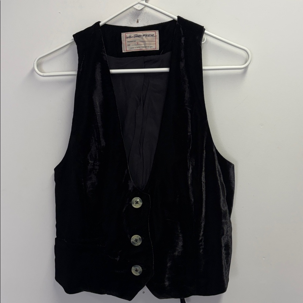 Free People Libby Velvet Cropped Button Vest Size Large NWOT - Picture 4 of 8